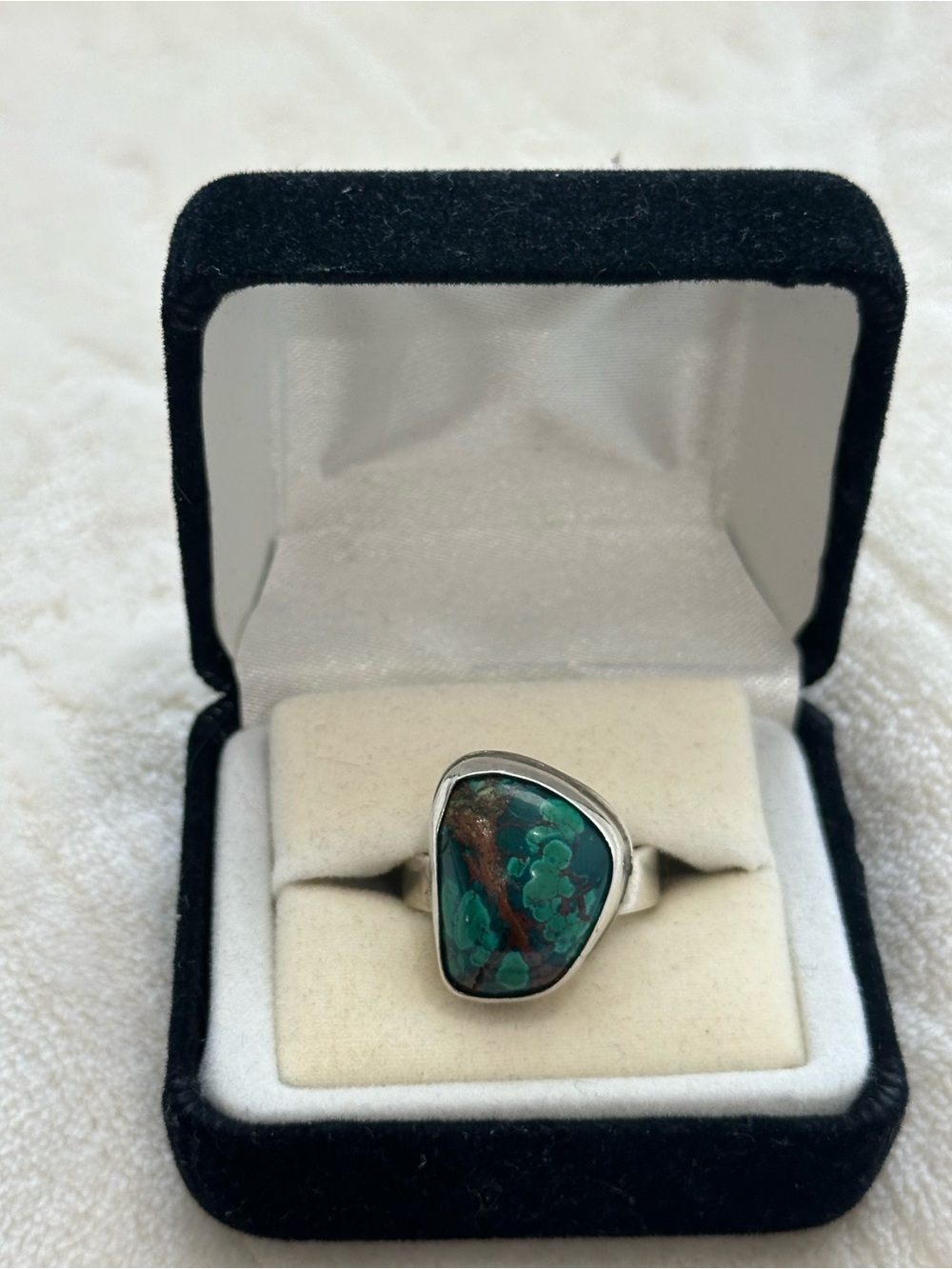 Sterling Silver Turquoise Solitaire Ring - Teal Green - Picture 2 of 6